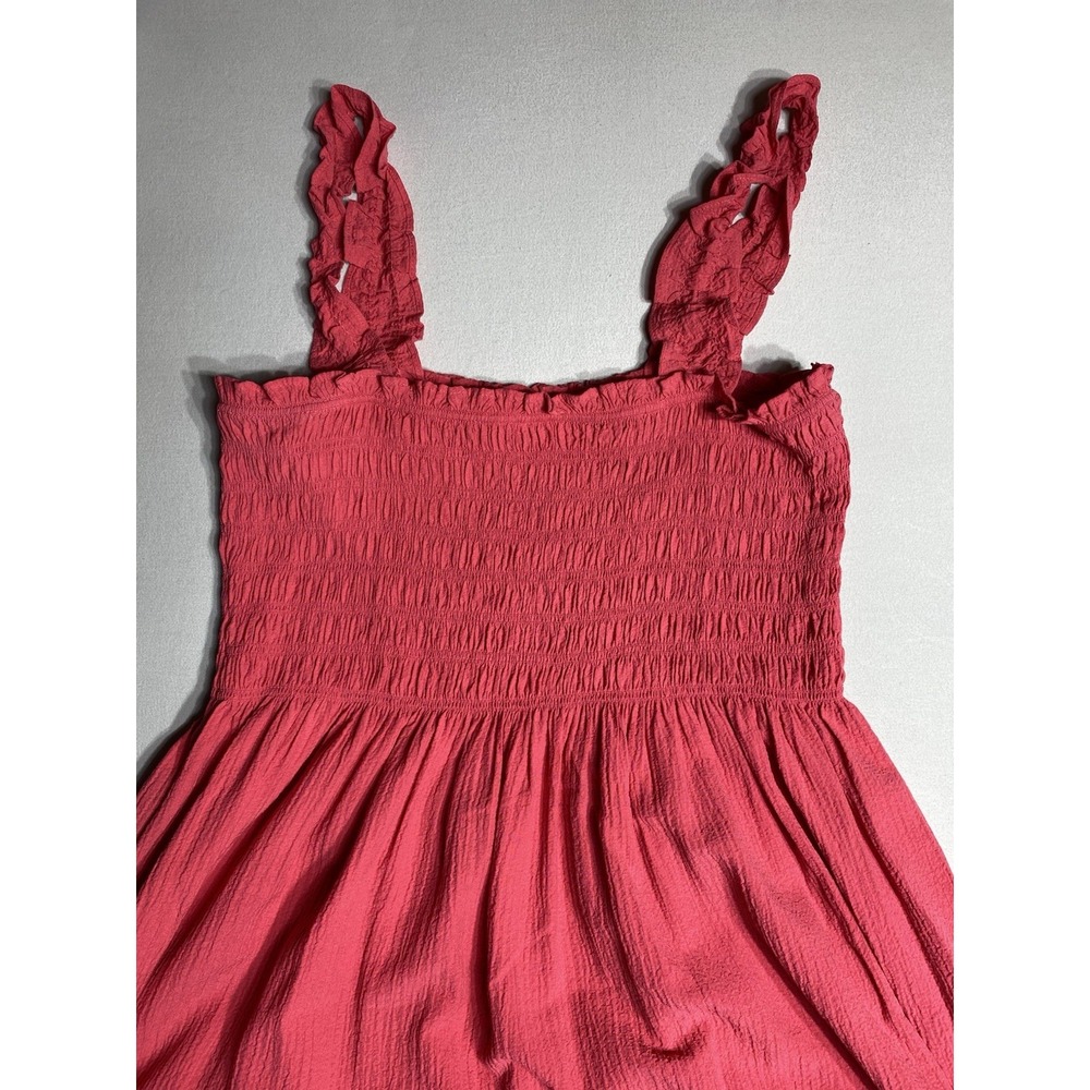 Calvin Klein Dress Womens 8 Pink Smocked Maxi Sundress Ruffle Strap Textured - Picture 2 of 12